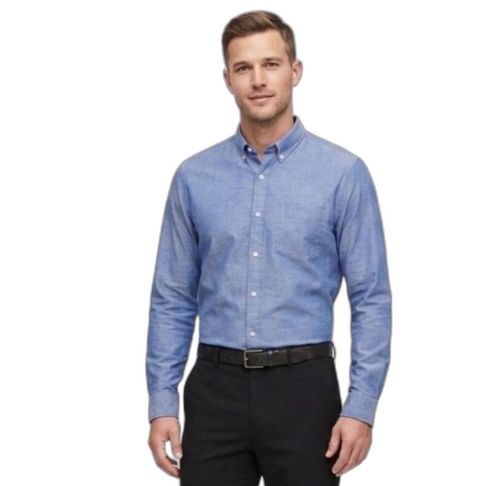 Banana Republic Men's Blue Grant Slim Fit Oxford Cloth LS Button-Down Shirt Sz L